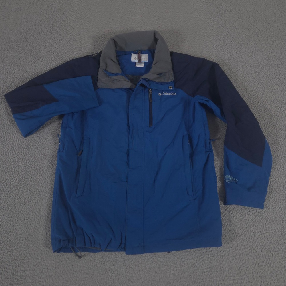 Columbia Jacket Men M Blue Lhotse II Interchange Omni-Tech Waterproof Rain Shell